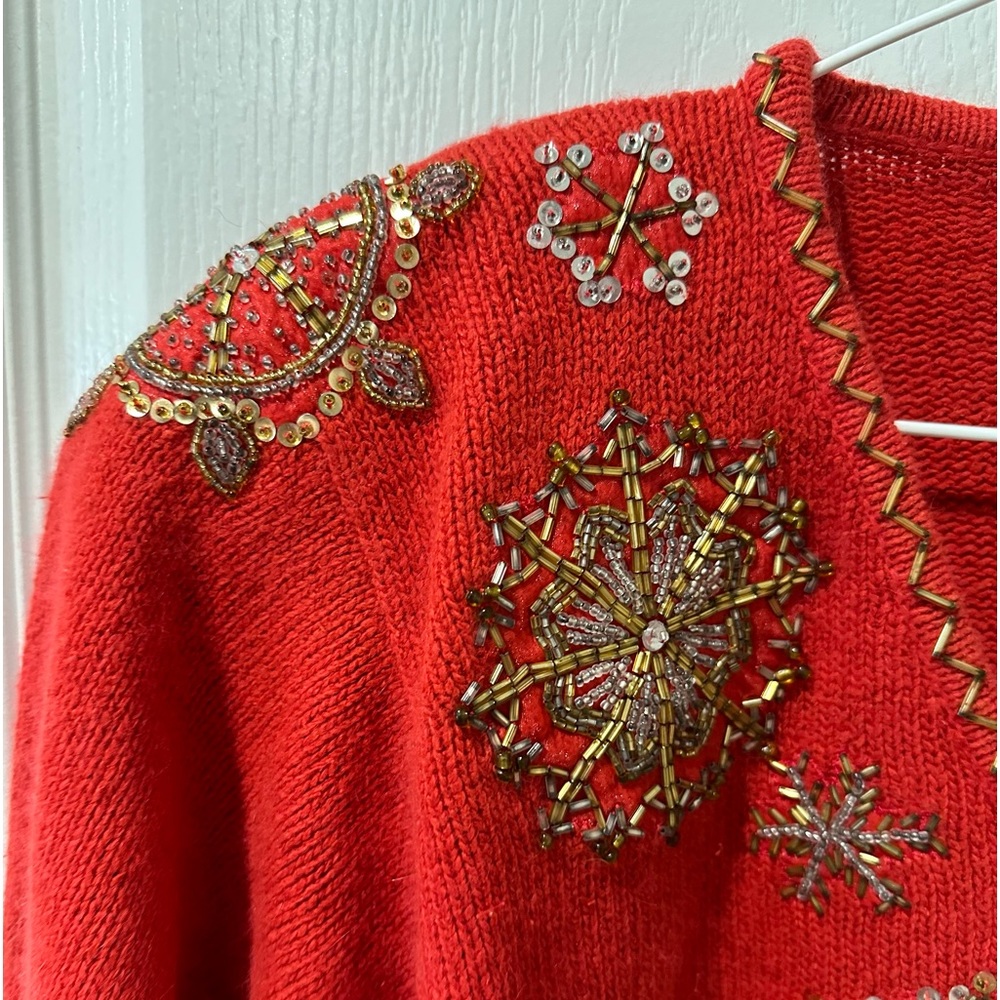 Vintage Ib Diffusion Red Silk And Wool Sequin And… - image 3